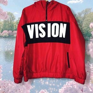 Forever 21 Red Bomber Jacket with Black and White Accents